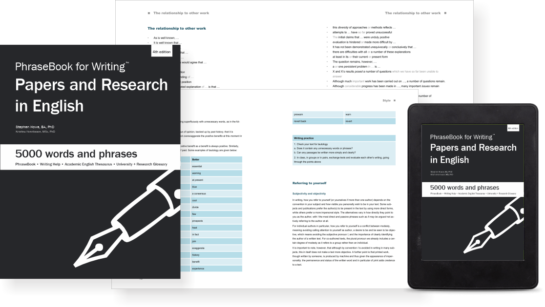 PhraseBook for Writing Papers and Research in English phrasebook spread